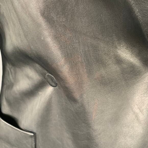 AKRIS Size 4 Black Wool Lambskin Leather Snaps Jacket - Picture 5 of 11